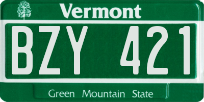 VT license plate BZY421