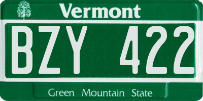 VT license plate BZY422