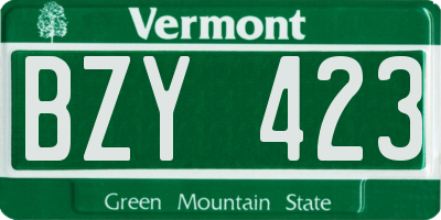 VT license plate BZY423