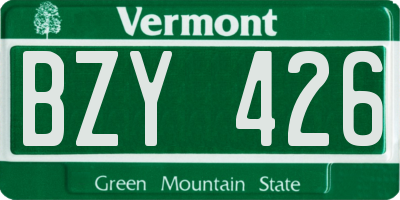 VT license plate BZY426