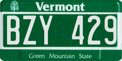 VT license plate BZY429