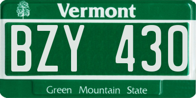 VT license plate BZY430