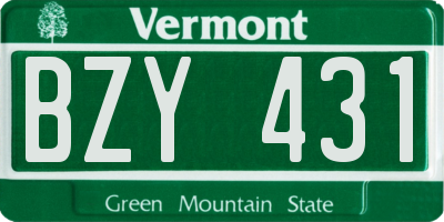 VT license plate BZY431