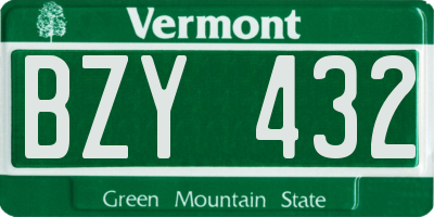 VT license plate BZY432