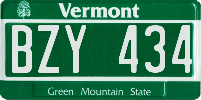 VT license plate BZY434