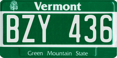 VT license plate BZY436