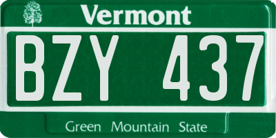 VT license plate BZY437