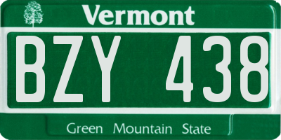 VT license plate BZY438