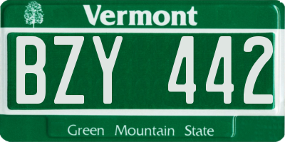 VT license plate BZY442