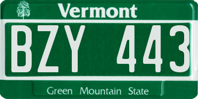 VT license plate BZY443