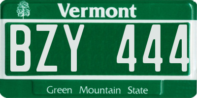 VT license plate BZY444