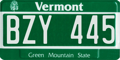 VT license plate BZY445