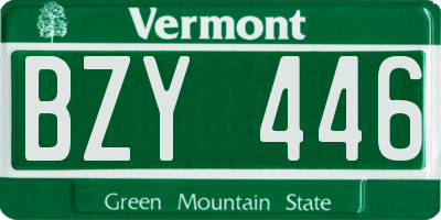 VT license plate BZY446