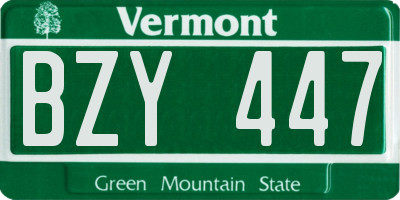 VT license plate BZY447