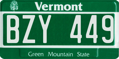 VT license plate BZY449