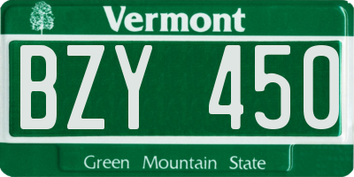 VT license plate BZY450