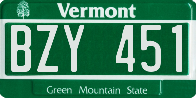 VT license plate BZY451