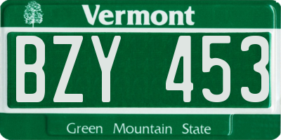 VT license plate BZY453