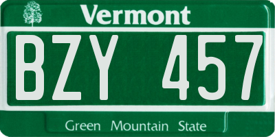 VT license plate BZY457