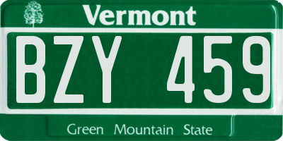 VT license plate BZY459