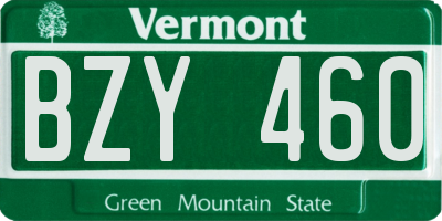 VT license plate BZY460