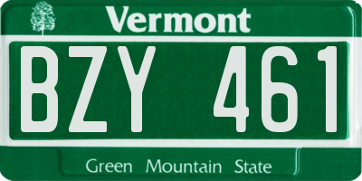 VT license plate BZY461