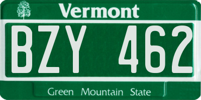 VT license plate BZY462