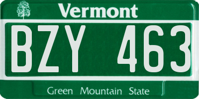 VT license plate BZY463
