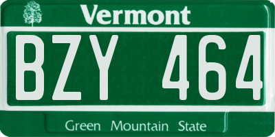 VT license plate BZY464