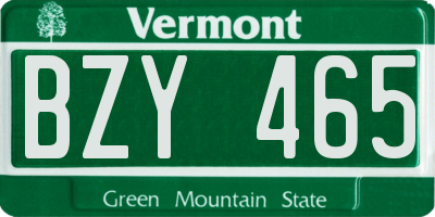 VT license plate BZY465