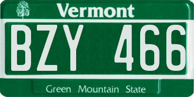 VT license plate BZY466