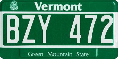 VT license plate BZY472
