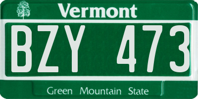 VT license plate BZY473