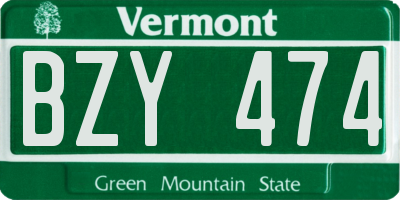VT license plate BZY474