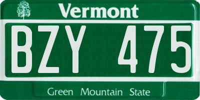VT license plate BZY475