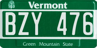 VT license plate BZY476