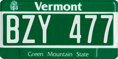 VT license plate BZY477