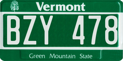 VT license plate BZY478