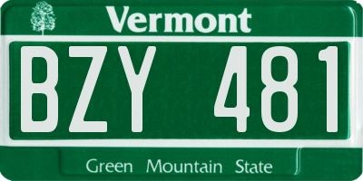 VT license plate BZY481