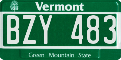 VT license plate BZY483