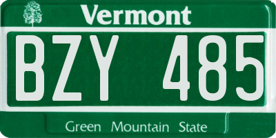 VT license plate BZY485