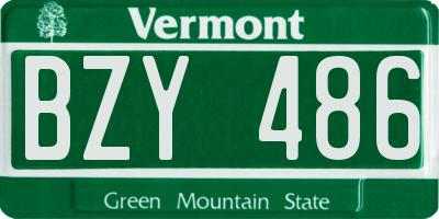 VT license plate BZY486