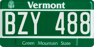 VT license plate BZY488