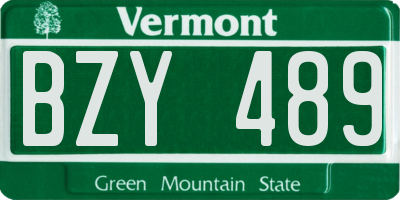 VT license plate BZY489