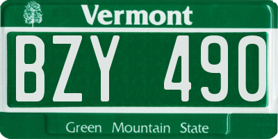 VT license plate BZY490