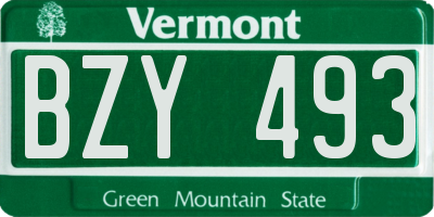 VT license plate BZY493