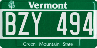 VT license plate BZY494