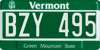 VT license plate BZY495