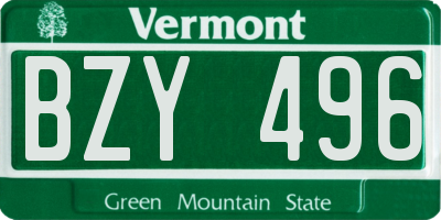 VT license plate BZY496