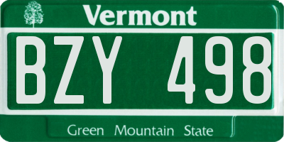 VT license plate BZY498